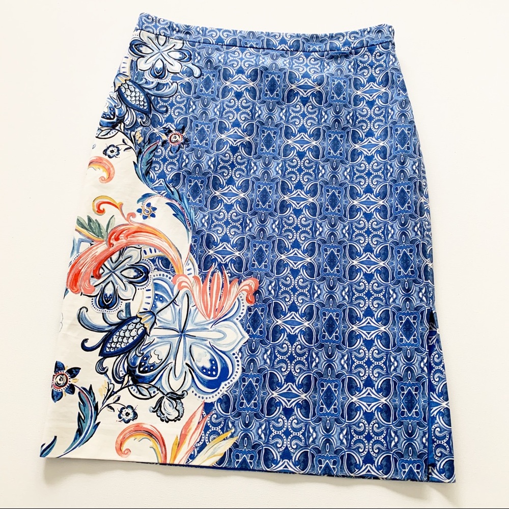 Moulinette Soeurs Pencil Skirt Floral Blue Size 12